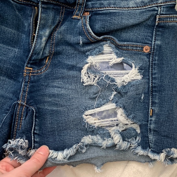 American Eagle Outfitters Ripped Blue Jean Shorts - Picture 5 of 6